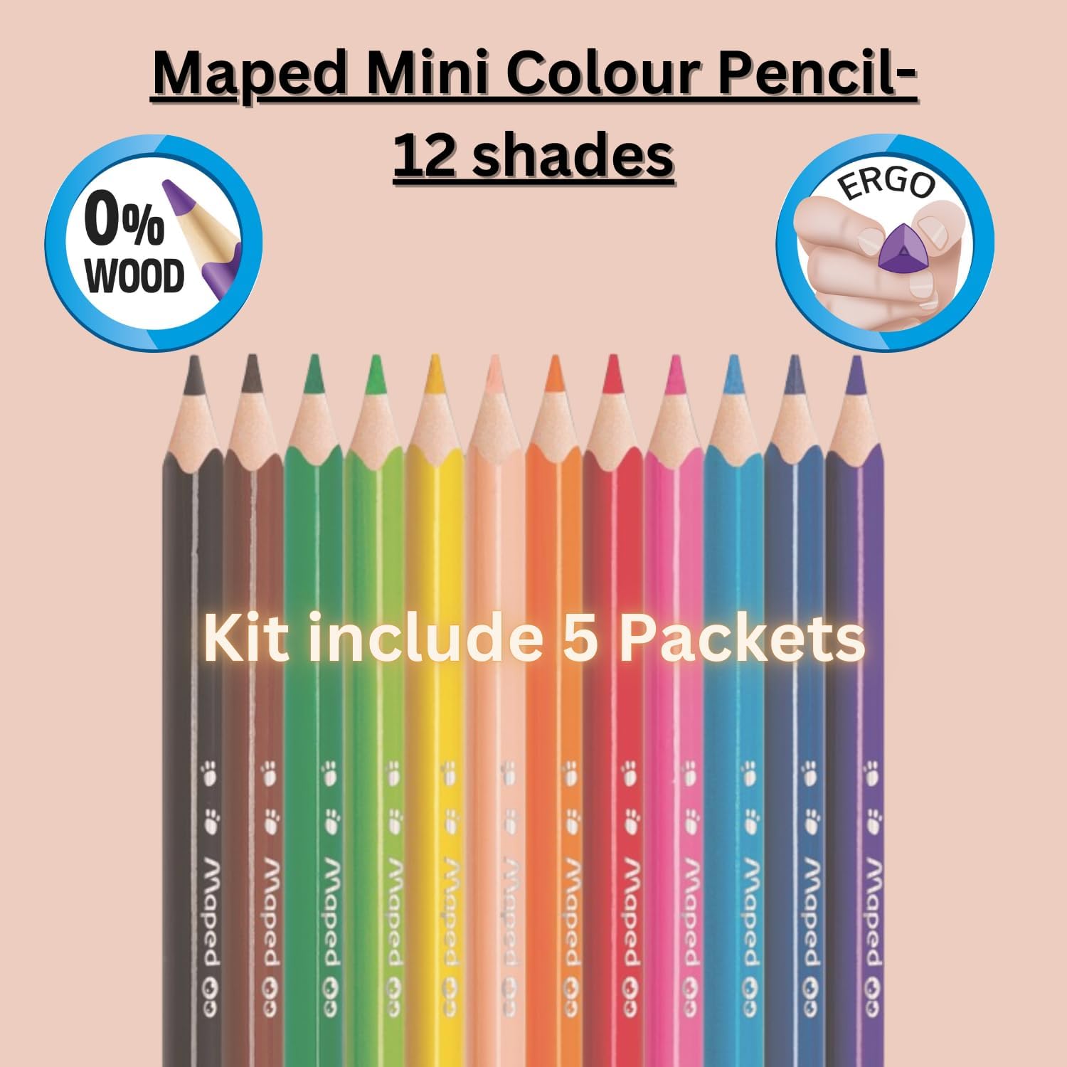 Maped Mini Colour Pencils for Return Gifts|Set of 5 packs | Strong And Non -Toxic| Completely safe for Kids| Bright And Vibrant Colours |Birthday Return Gift| Return Gift for Kids