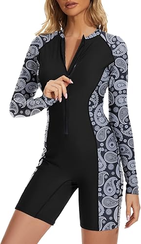 Century Star Traje de baño de manga larga para mujer, traje de baño de una pieza, modesto cobertura completa, trajes de baño Boyleg Surfing