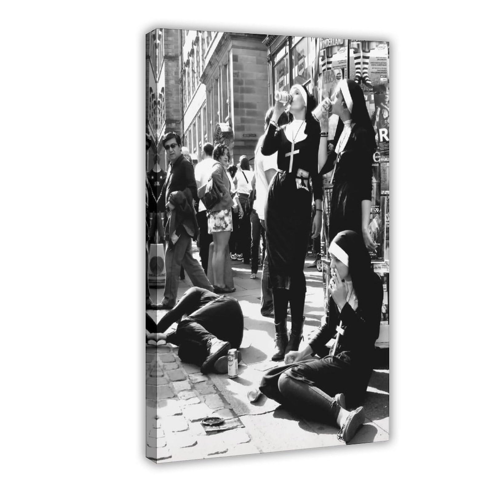 Bncedjk Nuns Smoking Poster Canvas Poster Bedroom Decor Landscape Decor Gift 08X12inch(20X30cm)