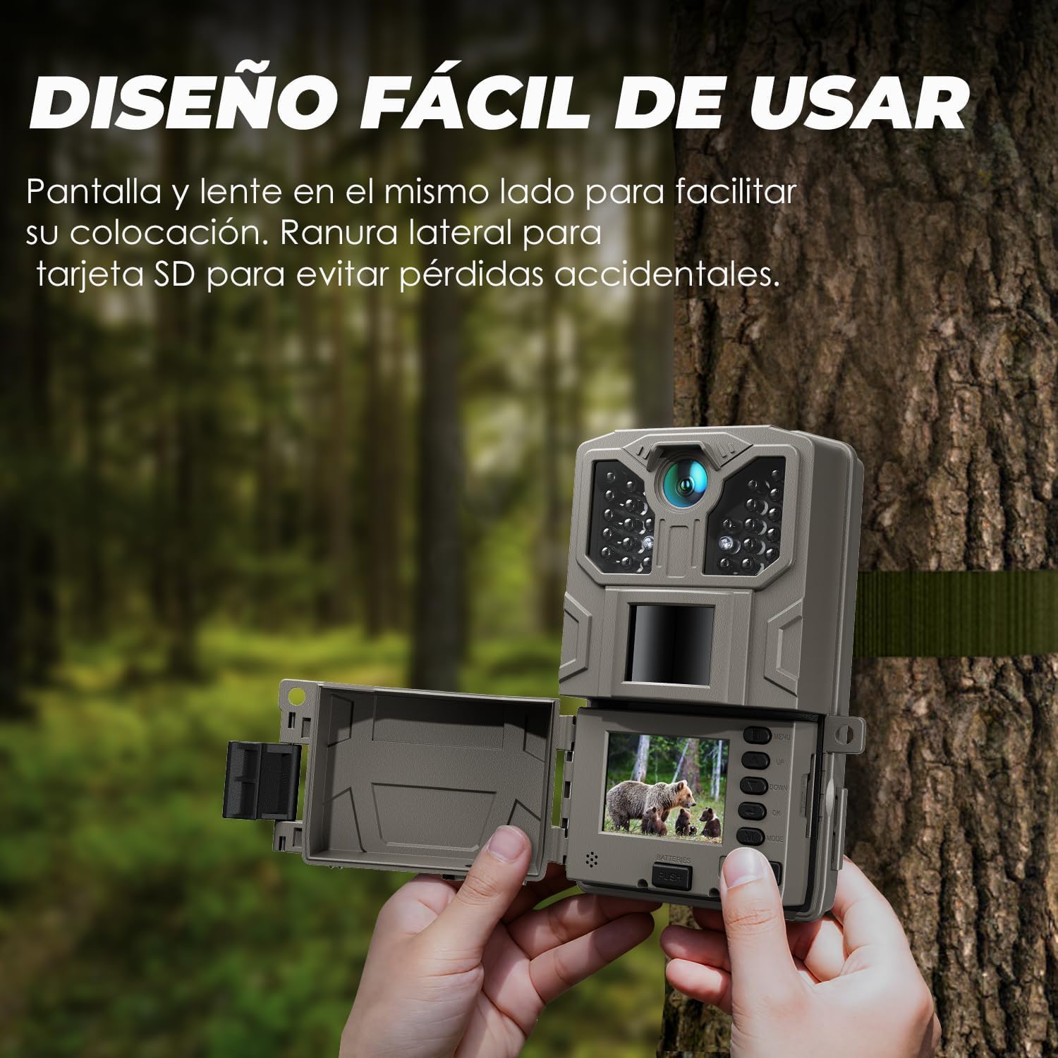 CEYOMUR Cámara de Caza 36MP 2K, Camara Fototrampeo Nocturna con LED IR 850nm y Sensor de Movimiento, Pantalla de 2" e Impermeable IP66 para Observación de Vida Silvestre y Monitoreo