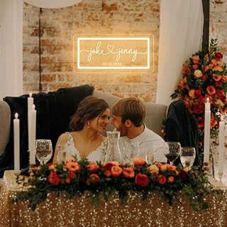 Custom Wedding Neon Sign for Wall Decor, Personalized LED Neon Name Signs for Wedding Backdrop, Dimmable Light Up Signs Customizable for Bedroom Engagement Art Decoration Events Birthday Party Gifts