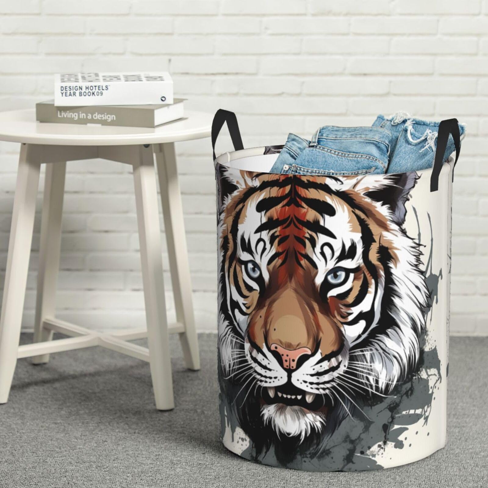 Panier à linge imperméable tigre noir et blanc M