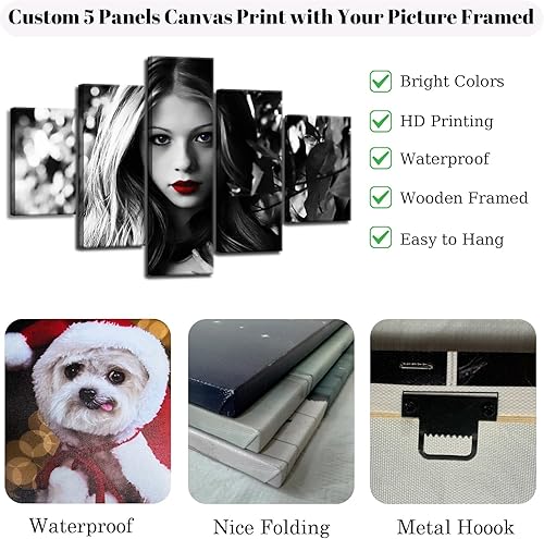 Miniatura 6 de ZHIYYHAO Imágenes personalizadas enmarcadas para pared, retrato familiar de bebé, mascota, boda, paisaje de paisaje, impresiones en lienzo para