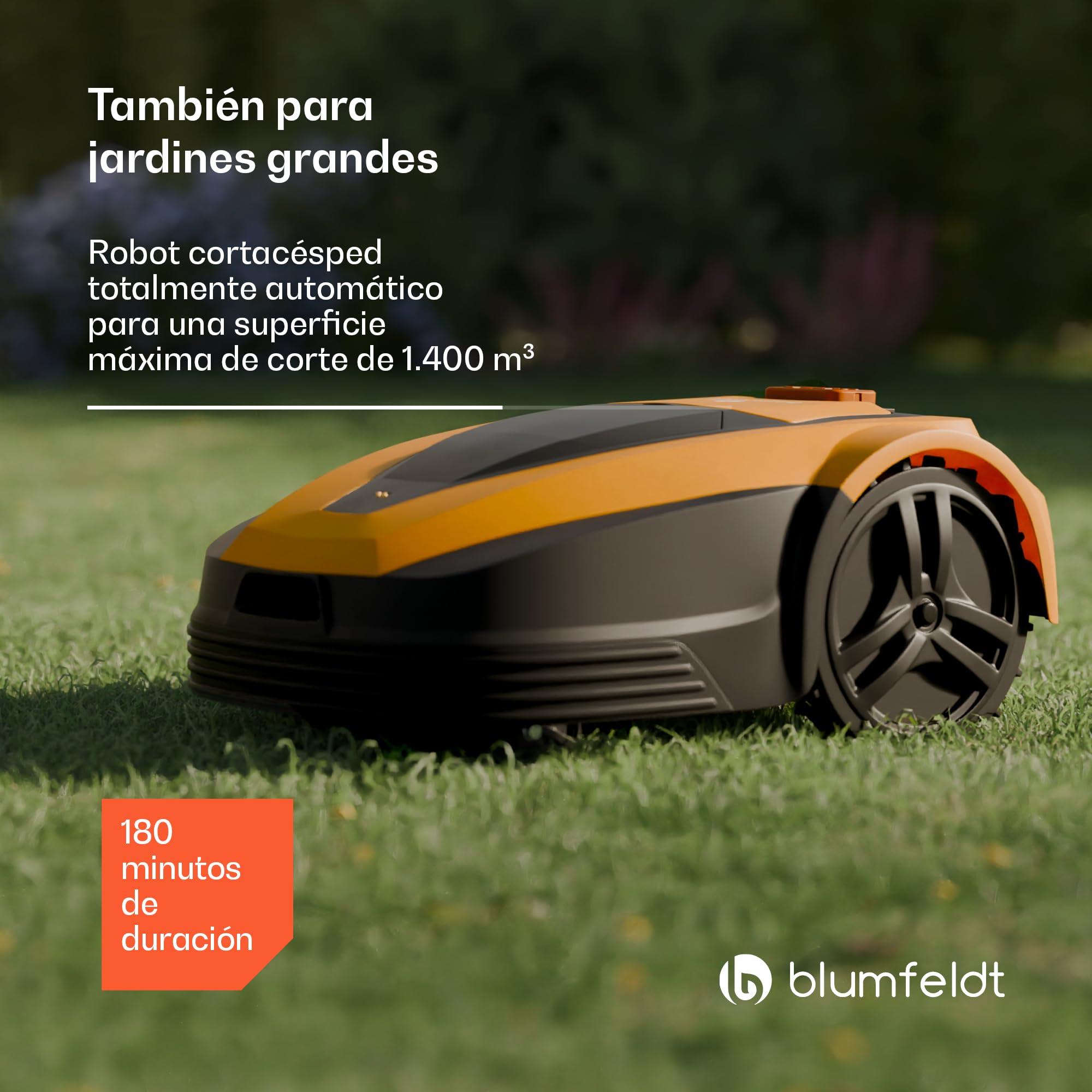 blumfeldt Robot Mower Inteligente para Jardines de hasta 1400 m², Batería de Iones de Litio de Larga duración, Funcionamiento silencioso, con Cable delimitador - desbrozadora a bateria
