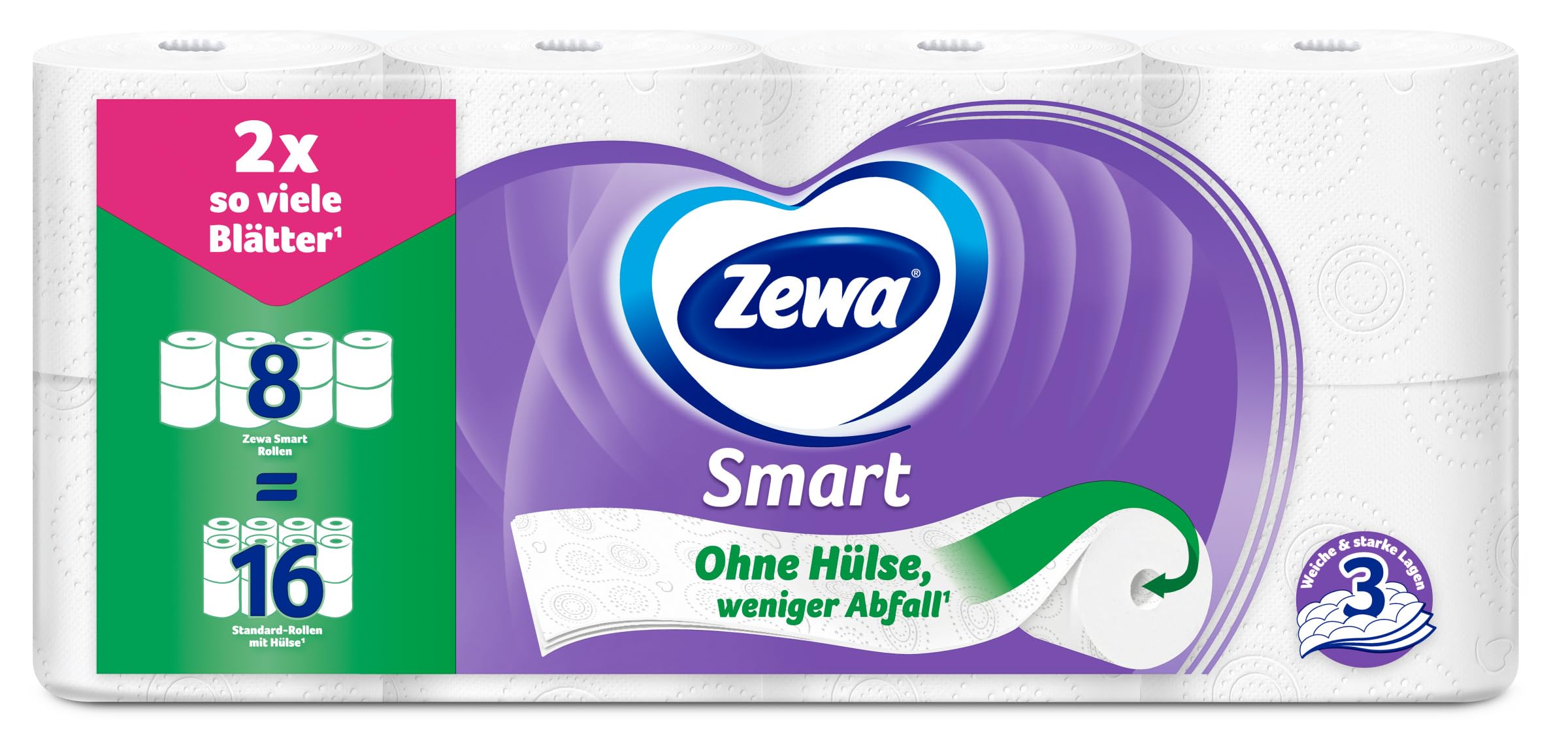 Zewa Smart Toilettenpapier Ohne Hülse, Großpackung Mit 48 Rollen (6 x 8 x 300 Blatt) – Ansicht 2