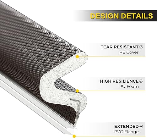 Miniatura 9 de Burlete Sellador de Puerta - Tira de Espuma Insonorizante en Forma de Q para Marco de Puerta Exterior, Sellado de Espacios Grandes, Cancelación de