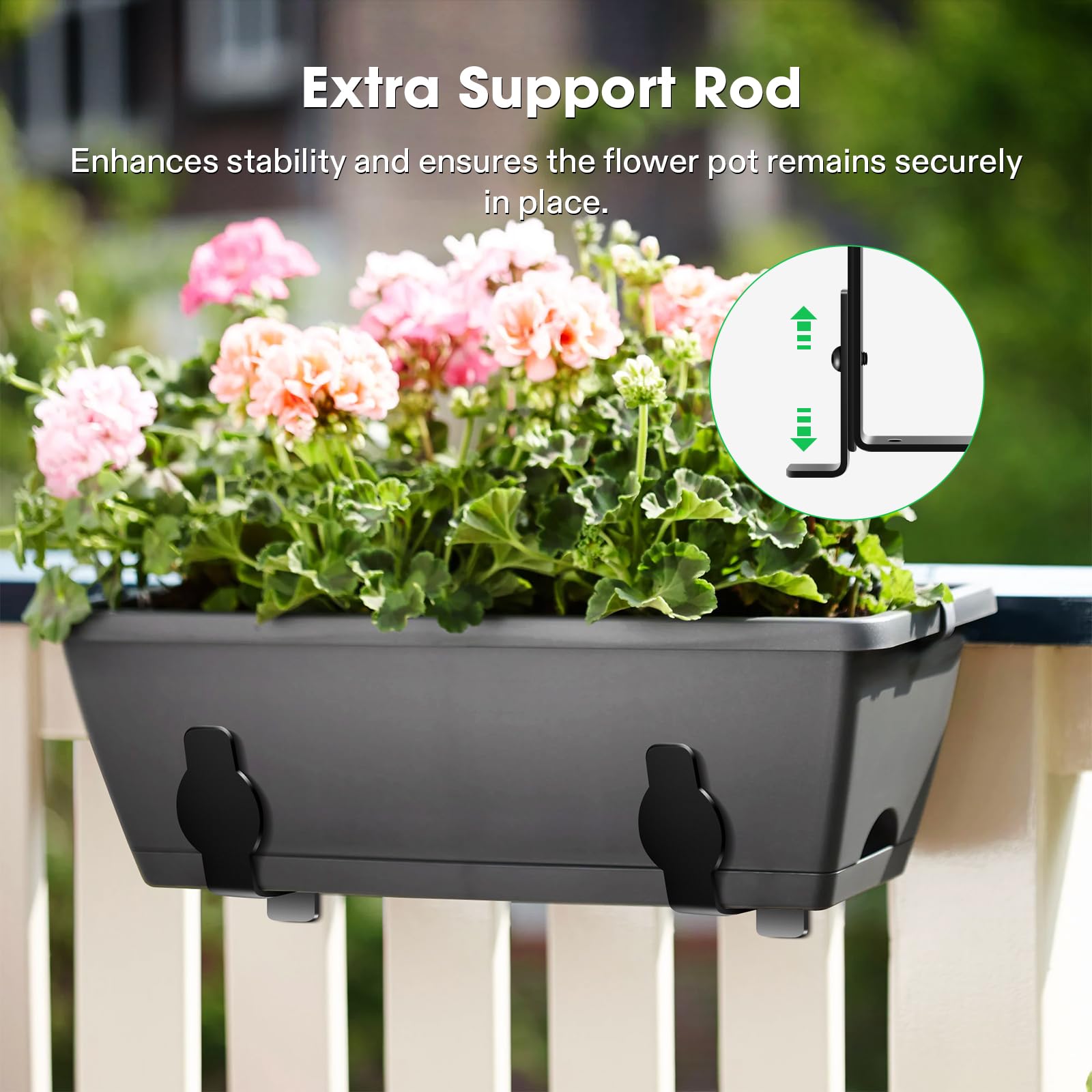 VIVOSUN Planter Box Brackets, Adjustable Window Box Brackets, Universal Carbon Steel Flower Box Holders for Railings, Fences, Walls, Window Sills, 6-Pack