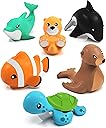 Tub Works® Marine™ Mold Free Bath Toys, 6 Pack | Sealed, No Hole Bath Toys Design Keeps Moisture Out | Soft, Squeezable & Float on Water | Easy-Grip Baby & Toddler Bath Toy Set | Great Baby Pool Toys