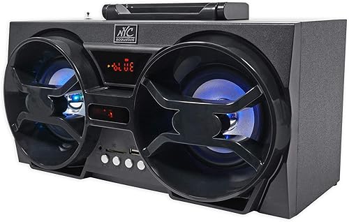 Miniatura 2 de NYC Acoustics NPB3 Dual 4 "Altavoz Bluetooth Boombox portátil+USBSDLED+Remoto, Negro