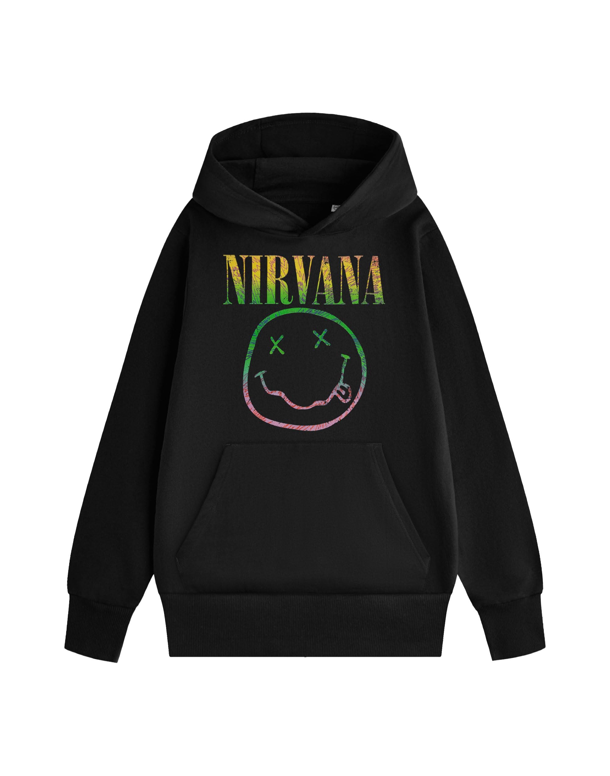 Nirvana Unisex Black Long Sleeve Hoodie | Classic Hooded Top With Band Print | Music Inspired Casual Wear | Everyday Jumper For Adults Merch - Medium