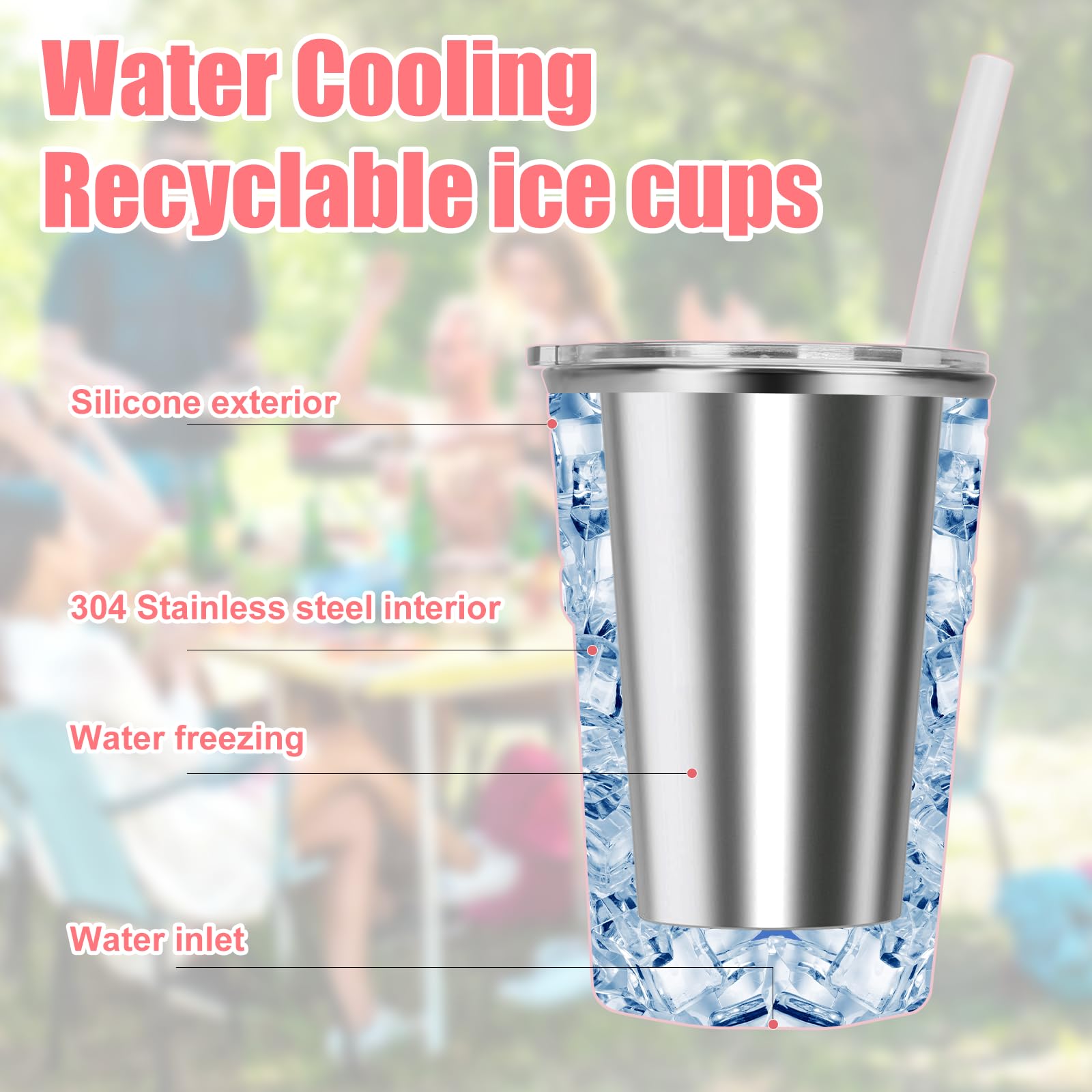 Yummy Sam 18oz Stainless Steel Cups, Reusable Ice Cup with Lids, Camping Mug Leak-Proof BPA-Free, Double Wall Portable Reusable Travel Coffee Mug for Cold Beverages Coffee Tea (Pink)