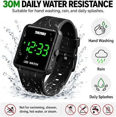 Gosasa Large Face LED Digital Watch Date Time 3Bar Waterproof Wristwatch Men Women Sports Watches