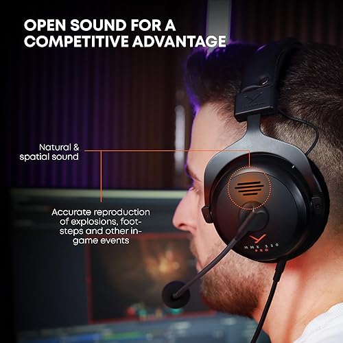 Miniatura 3 de beyerdynamic MMX 330 Pro Auriculares para juegos con respaldo abierto con controlador Stellar.45 y micrófono de condensador, auriculares con cable