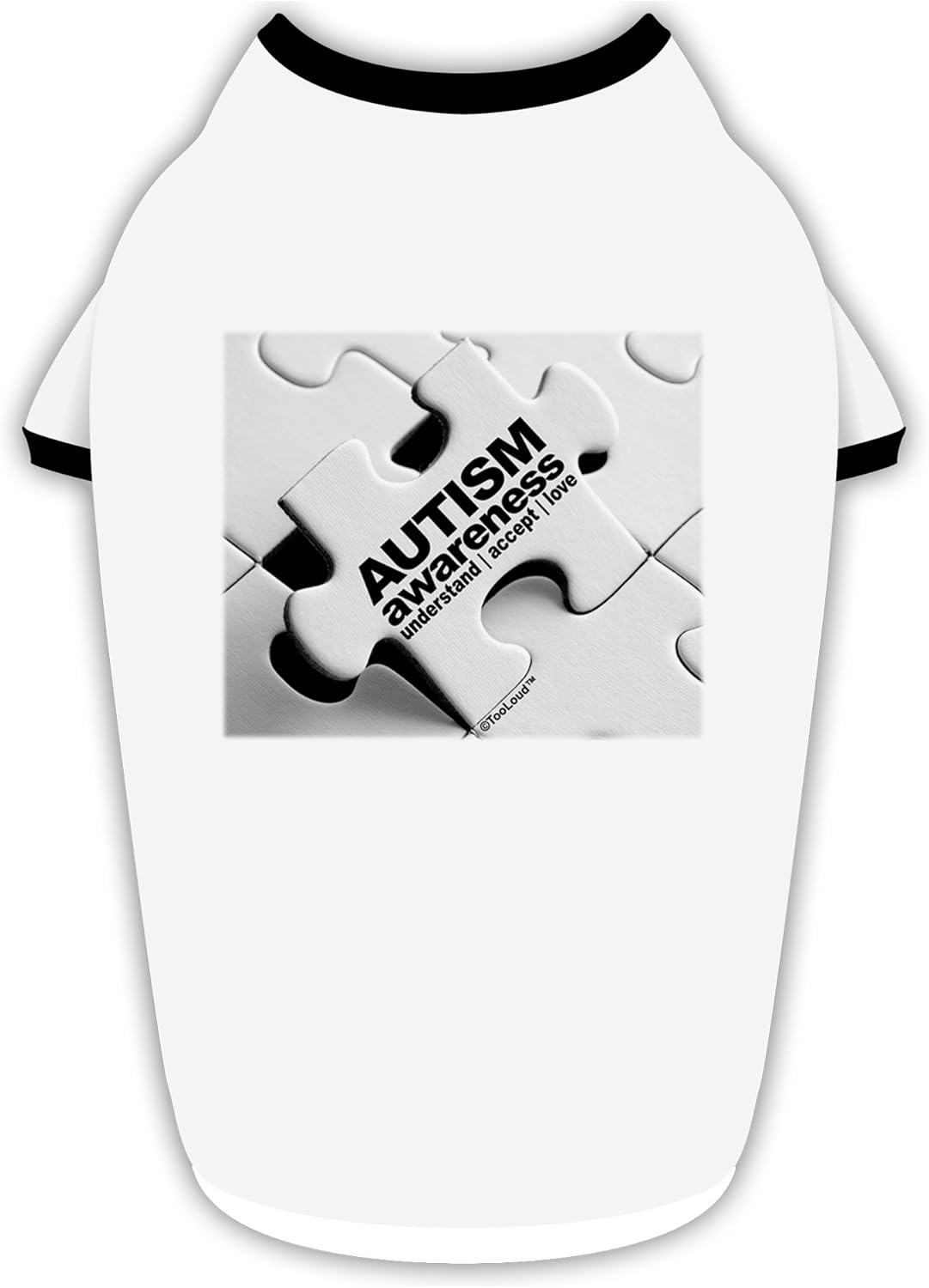 TOOLOUD Autism Awareness - Puzzle Black & White Cotton Dog Shirt White with Black Small