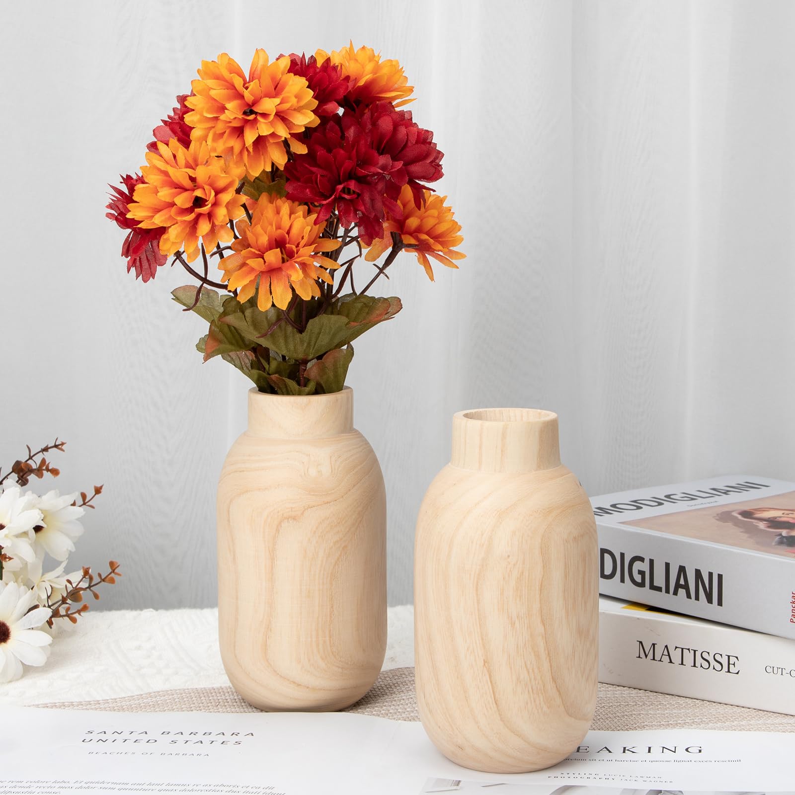 Briful 2-Pack Handmade Wooden Flower Vase - Image 3
