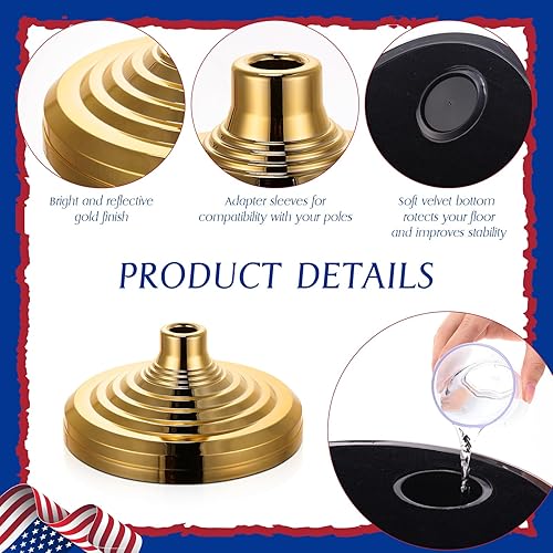 Miniatura 3 de Zonon Paquete de 4 mástiles de bandera de 6 pies para interiores, telescópico, con base y cubierta de águila, soporte de asta de bandera de aluminio