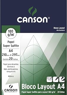 Bloco layout liso A4 180g - com 20 folhas - Canson