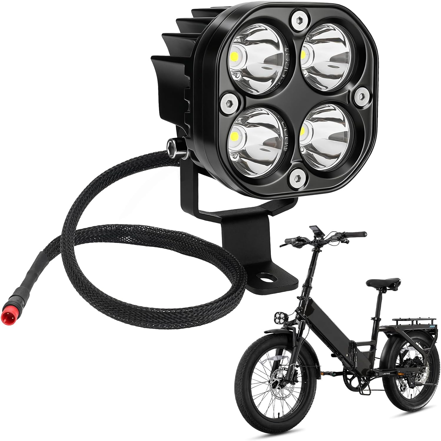 JERBOR Headlight for Lectric XP 1.0/2.0/3.0/XP Lite1.0/XP Trike1/2/XPedition 1.0/2.0/Xpress, 6000LM Bright Front Light, IP-68 Waterproof Head Light, Ebike Accessories for Lectric