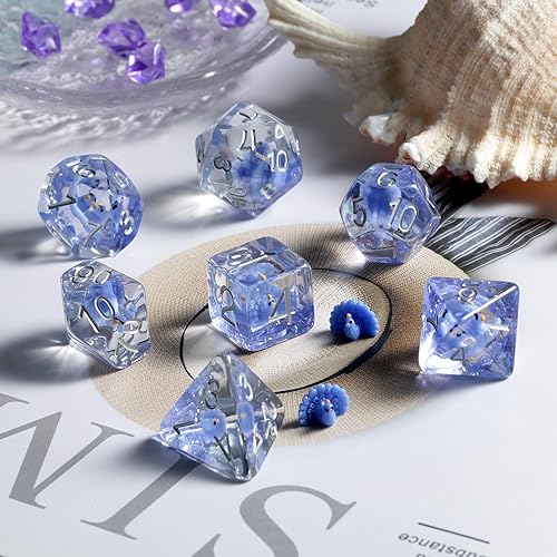 Miniatura 17 de DNDND - Juego de dados DND de resina de 7 piezas con bolsa de terciopelo para juegos de rol D&D y juegos de mesa