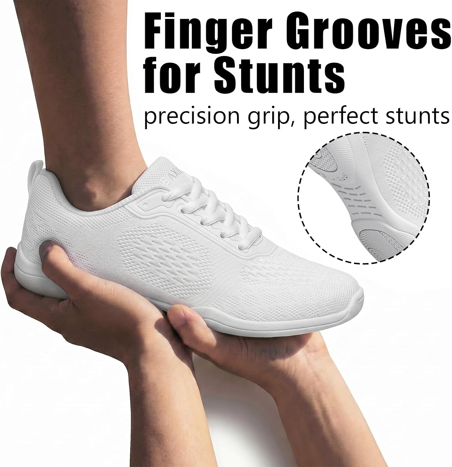 Kids Wide Toe Box Cheer Shoes White Girls Cheer Sneakers