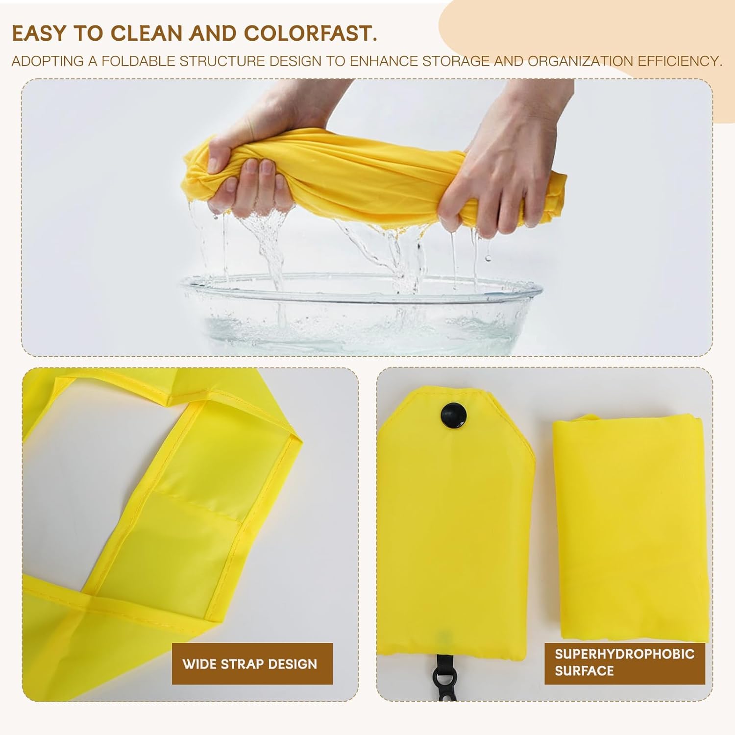 2 Pack Foldable Shopping Bag, Waterproof Reusable Grocery Tote Bag Holder,Nylon(White) - Image 5