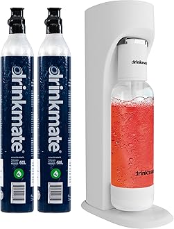 Sponsored Ad - DrinkMate Sparkling Water and Soda Maker, Carbonates ANY Drink Includes 1L Re-usable BPA-free Carbonating Bottle, Two 60L CO2 Cylinders and Patented Fizz Infuser, Ivory White