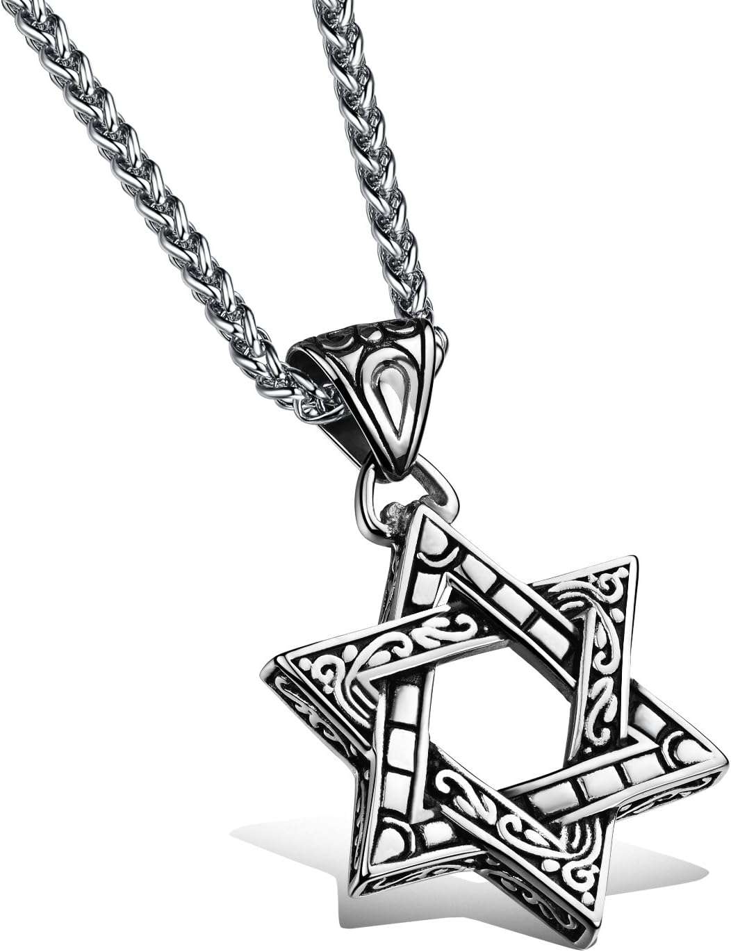 Collier Étoile De David Et Menorah - Chaîne Acier Inoxydable Doré/argenté - Unisexe 49cm