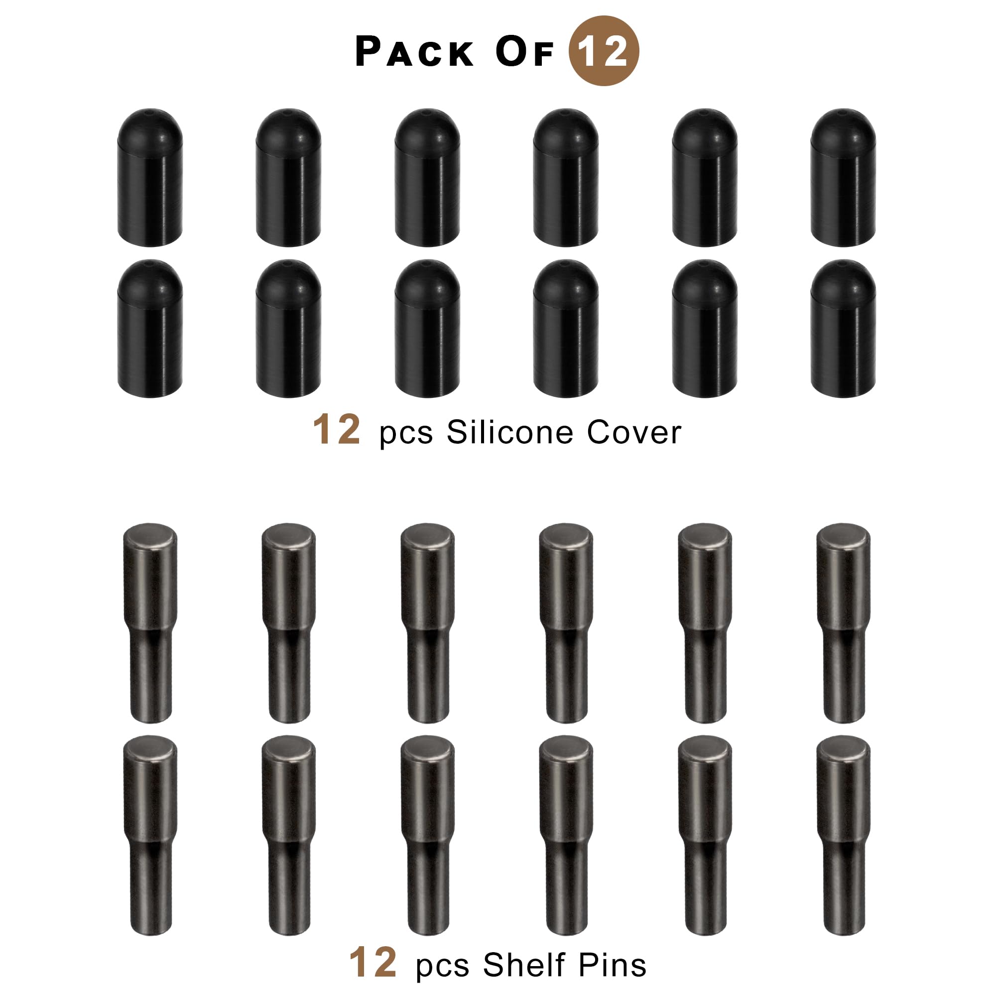 whitesnow 12pcs Metal 1/4 Inch 5mm Shelf Pegs Pins, Black Nickel — Amazon image 6