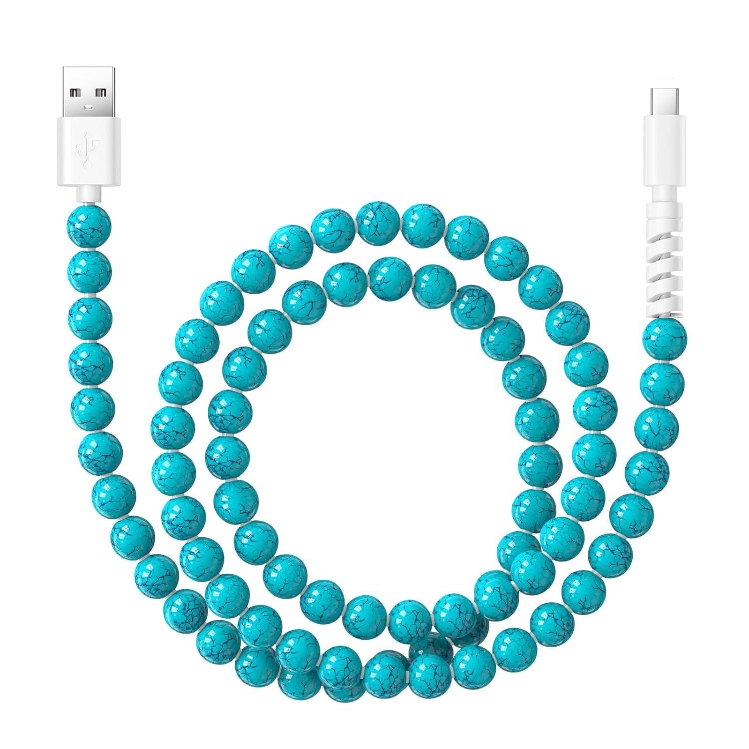HianDier USB C Cable 3A USB to USB C Fast Charging Cable 3.3FT Durable Green Turquoise Bead Charger Cord Compatible with iPhone 17 16 15 Pro Max Plus Samsung Galaxy S25 S24 S23 S22-Green