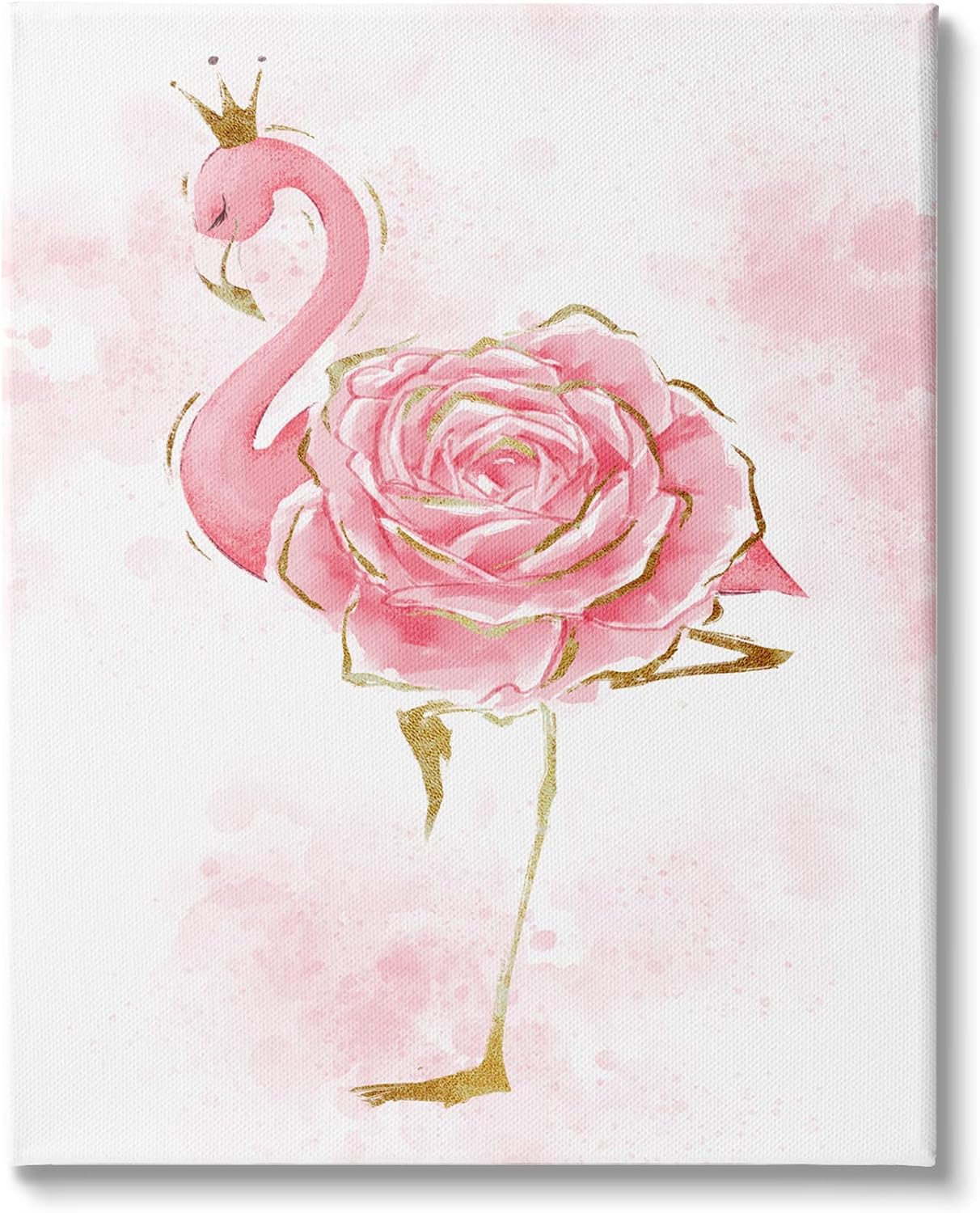 'Glam Flamingo Pink Splatter Rose Floral Royal'| Canvas Art | Stupell Industries | 16 x 20 Inches, Easy to Hang and Sturdy, Made in USA, by Ziwei Li
