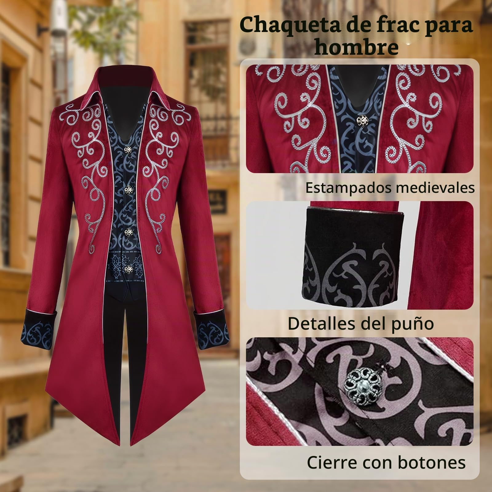 Chaqueta Steampunk Vintage Frack para hombre, estilo gótico, disfraz de carnaval, ropa medieval para hombre, disfraz de Halloween