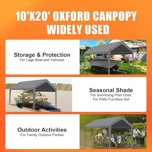 Miniatura 6 de Toldo para cochera de 12 x 20 pies, funda de repuesto resistente, cubierta de refugio de garaje 800D Oxford, impermeable y con protección UV, lona