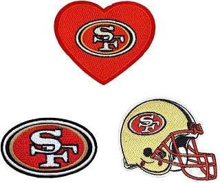 LIDEV 3Pcs Rugby Fans' Favorite Team Logo, Helmet Logo and Heart Logo Embroidery Patches DIY Motif Iron On Or Sew On Patches Appliques for Jeans Jackets Clothes Backpacks