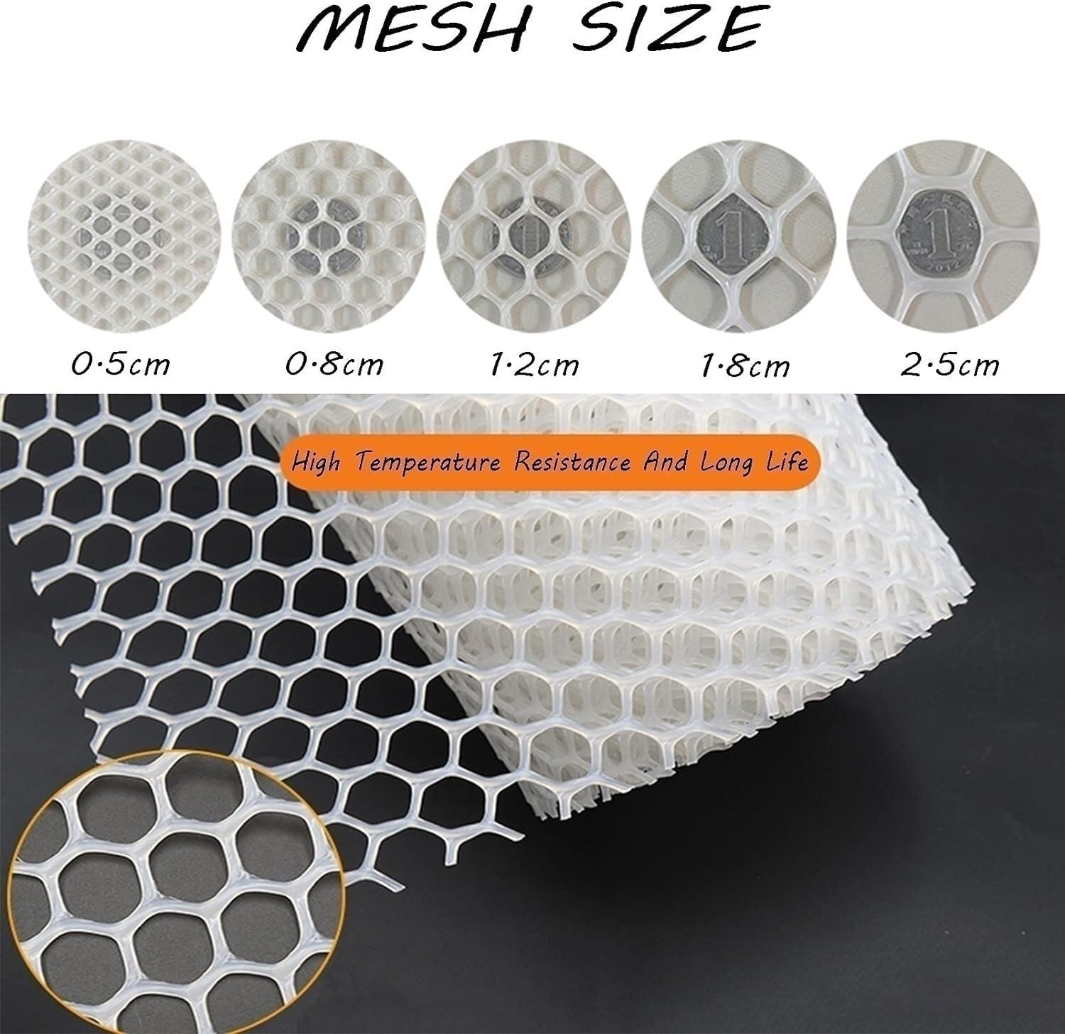 Reti per Balcone Rete for Recinzione da Giardino in plastica Rete for Piante Fiori Alberi Protezione Rete for Allevamento di pollame Personalizza ﻿(Clear-0.8cm,1.2mx10m)