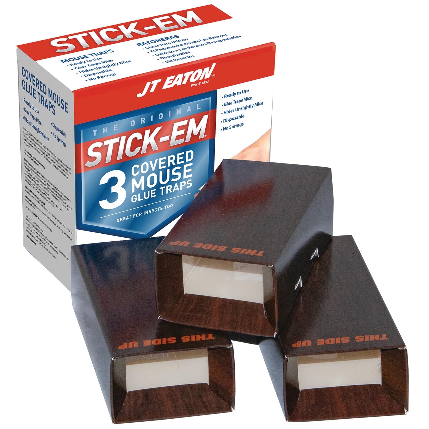 Stick-Em Covered Mouse Glue Trap – Indoor Pest Control with Protective Cover – Non-Toxic Adhesive Mouse Trap – Safe, Easy-to-Use Design