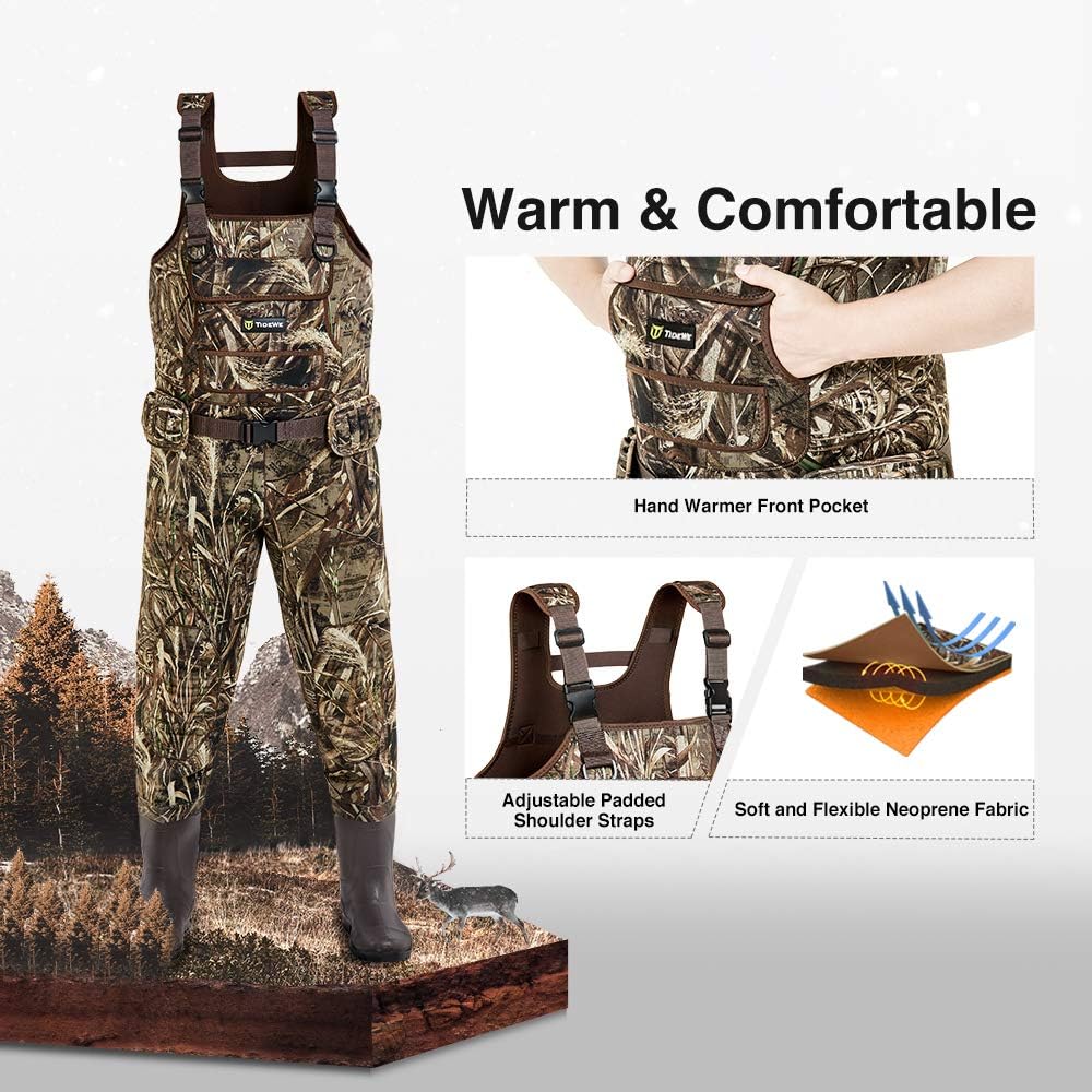 TIDEWE Chest Waders with Boots Hanger for Men, Camo Waterproof Fishing Bootfoot Waders for Fishing & Hunting