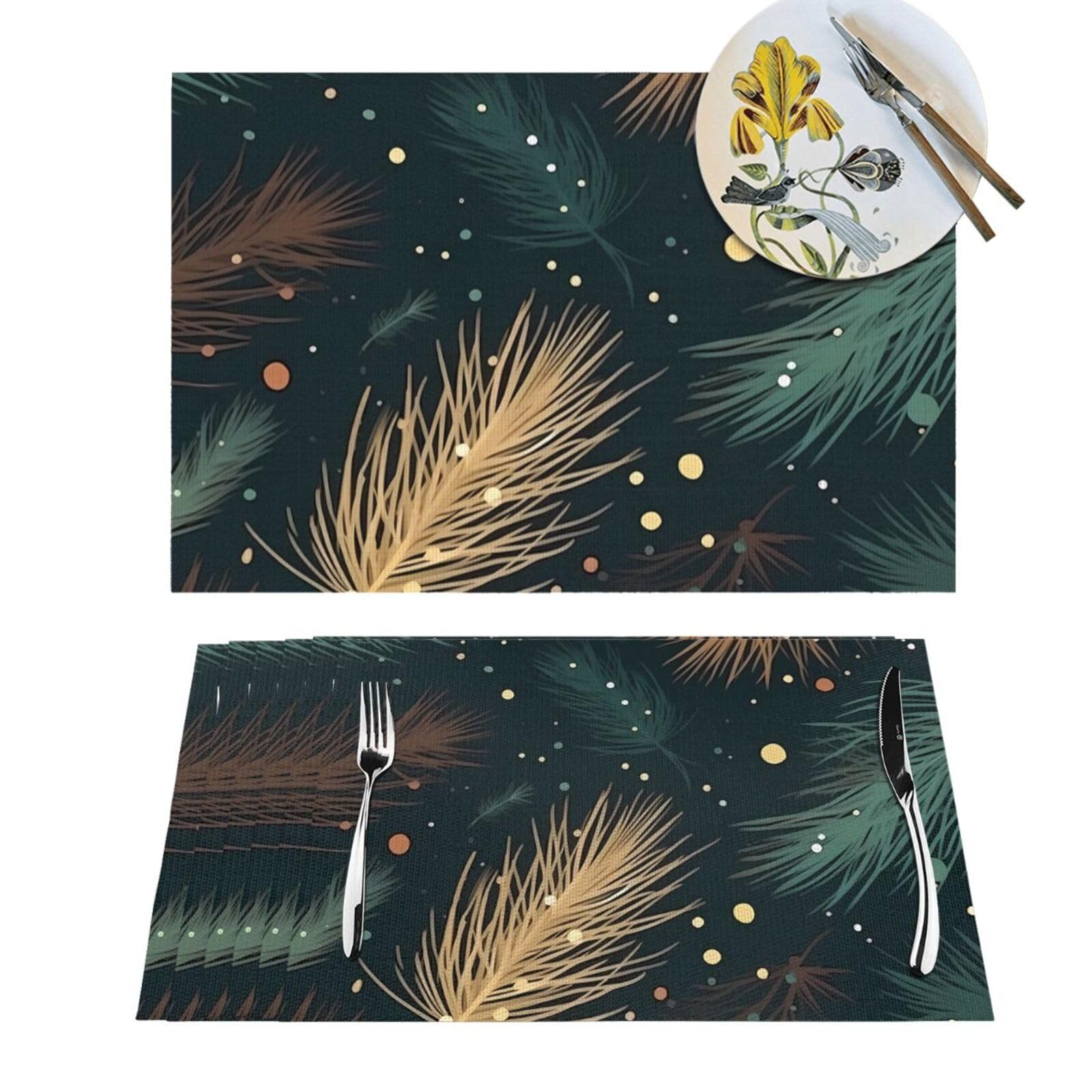 Set de table tissé lot de 6 résistant à la chaleur style bois de pin rustique lavable pour cuisine