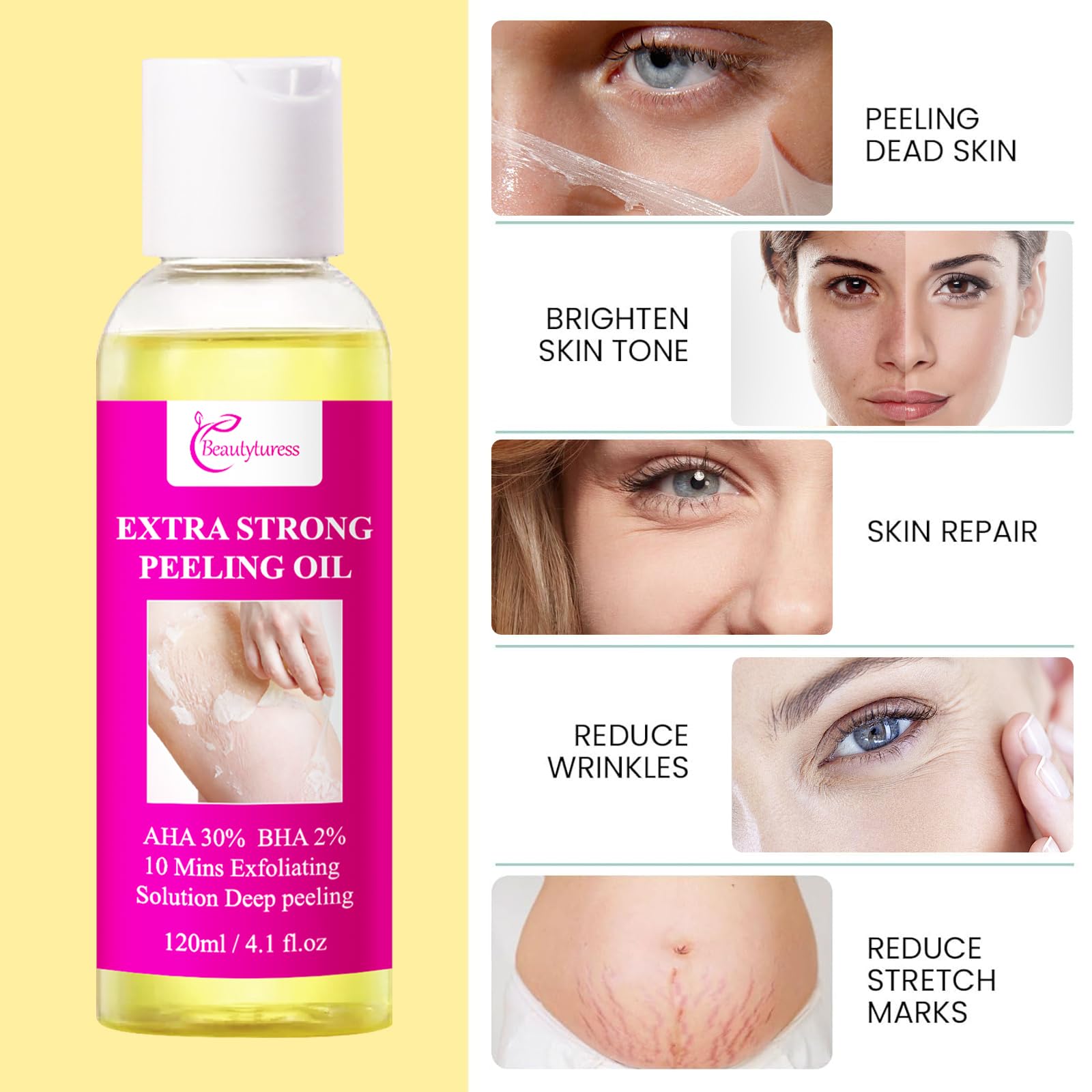 Peeling Oil for Dark Skin, Exfoliating Solution for Face, Body, Hand, Feet, Dead Skin Remover with Gentle Formula for All Skin Type -110ML/3.66 OZ