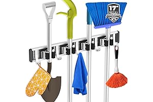 Broom Holder Mop Hanger Wall Mount Metal Organization Garage Storage System Garden Kitchen Tool Organizer