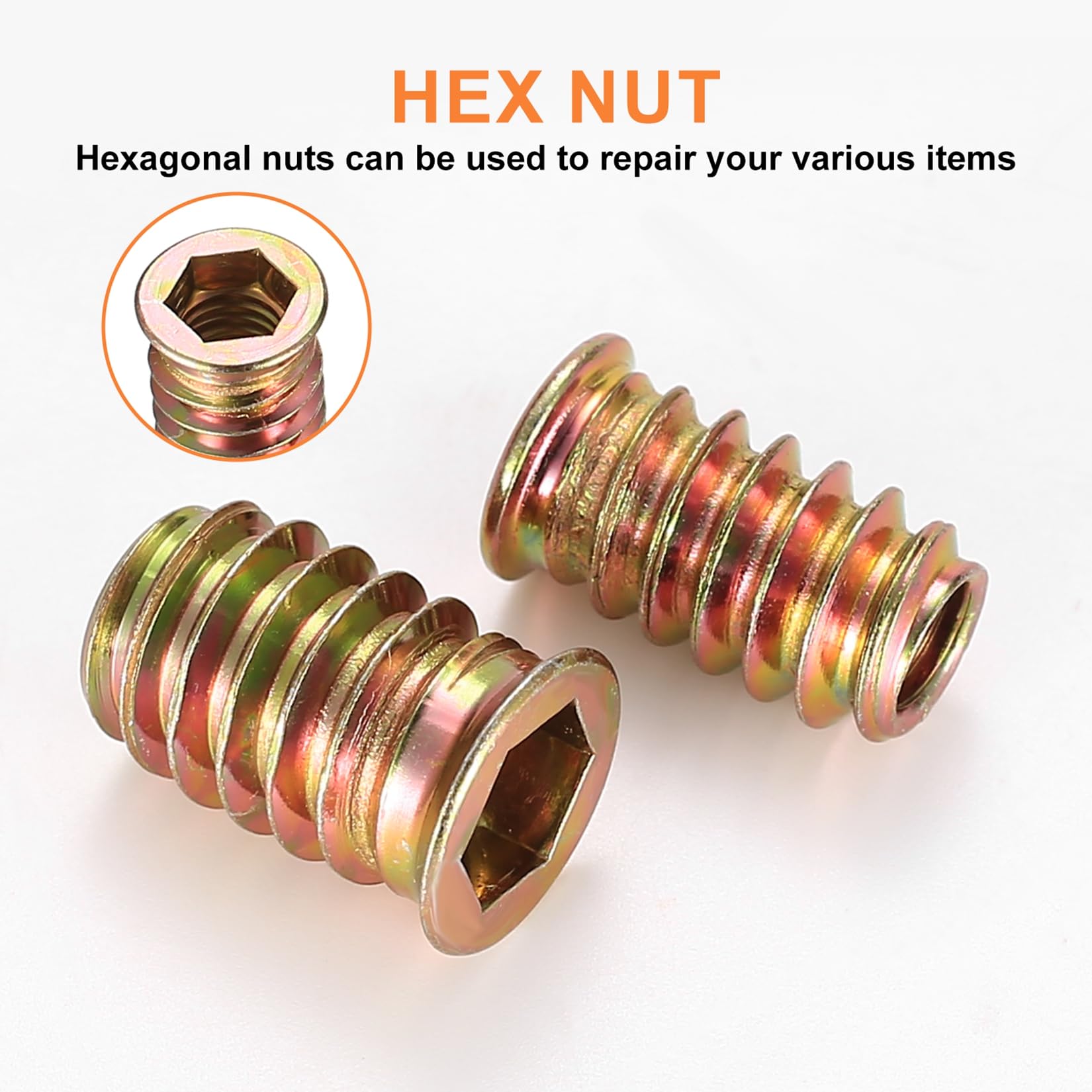 20 Inserti Filettati Per Legno M8 X 20mm - Dadi In Acciaio Zincato Per Mobili E Fai Da Te - Foto 9