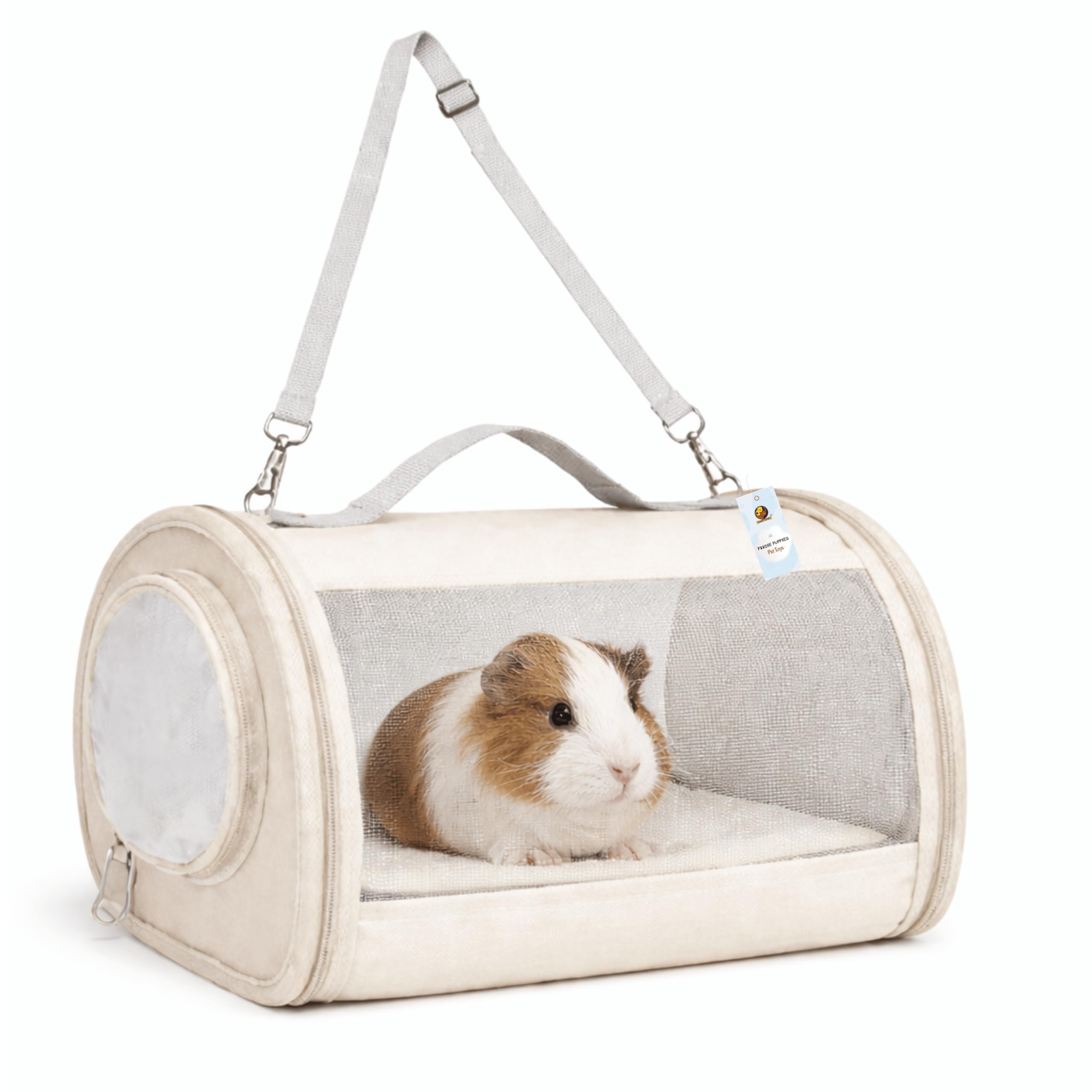 Foodie Puppies Small Pet Carrier Bag (SlingBag) for Guinea Pig, Hamster & Rabbit | Lightweight Foldable Hand Bag | Soft-Sided Travel Case with Adjustable Shoulder Strap & Ventilated Mesh Design-image-9