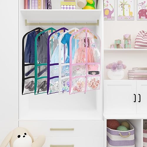 Miniatura 6 de Univivi Bolsas para disfraces de baile de PVC negro transparente de 40 pulgadas para competiciones de baile, con 4 bolsillos medianos transparentes