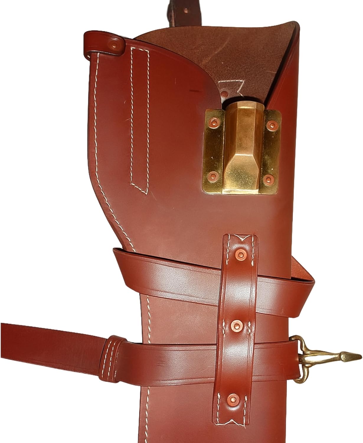 warreplica WWII US Army M1 Carbine Leather Scabbard - Authentic .30 Carbine Caliber Holster Reproduction - Premium Brown Leather Rifle Carrier with Mounting Straps for Jeep, Motorcycle & Cavalry