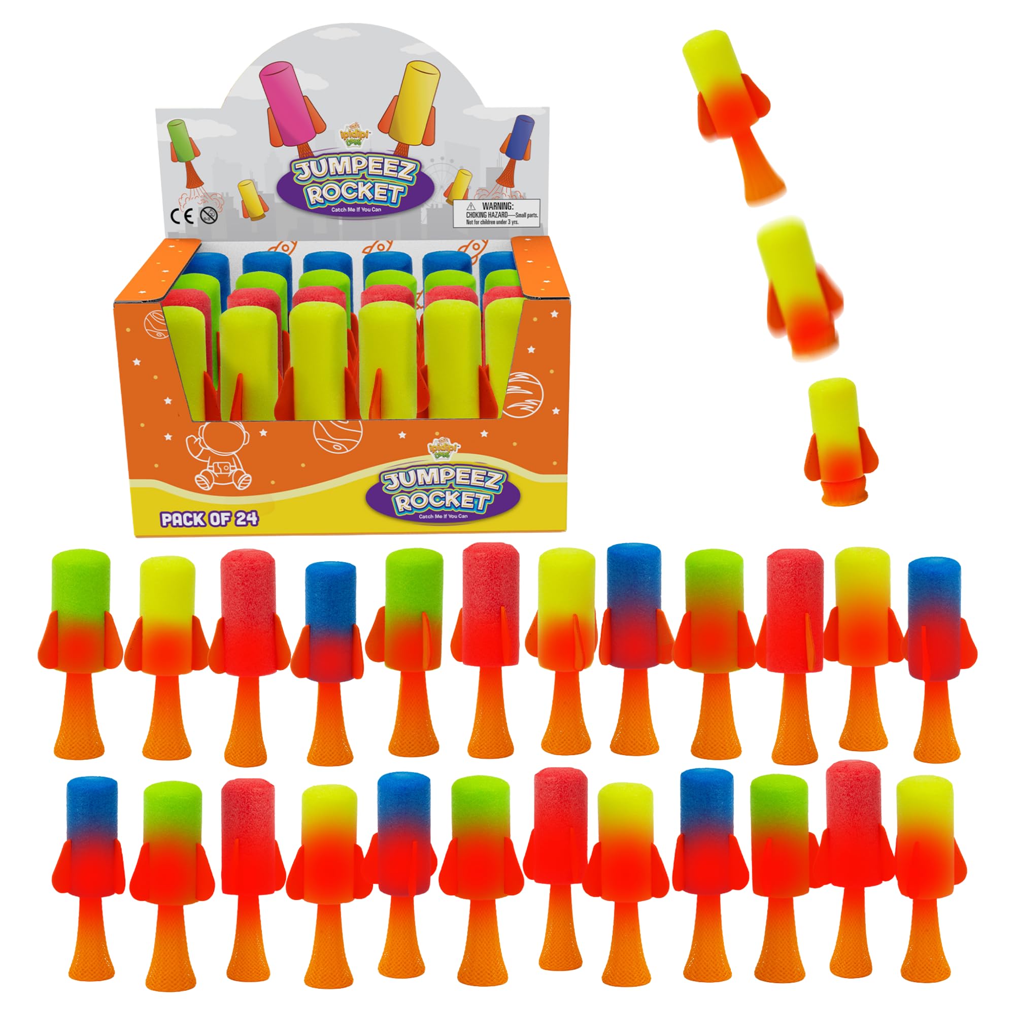 IPIDIPI TOYS LED Jumpeez Rocket Poppers – 24-Pack Jumping Rockets