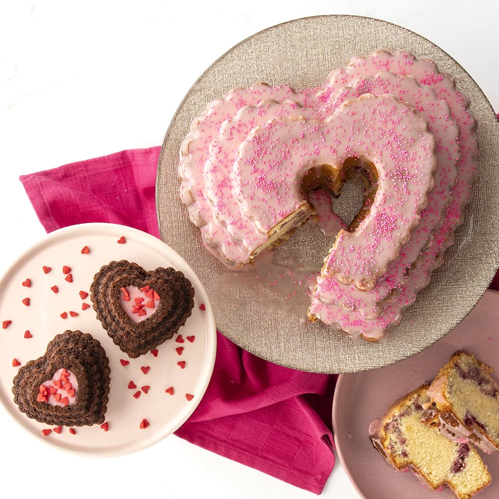'NordicWare molde "Corazón de Corona – Corazón Molde, aluminio, plateado, 26,7 x 25,4 x 11 cm, 1 unidad