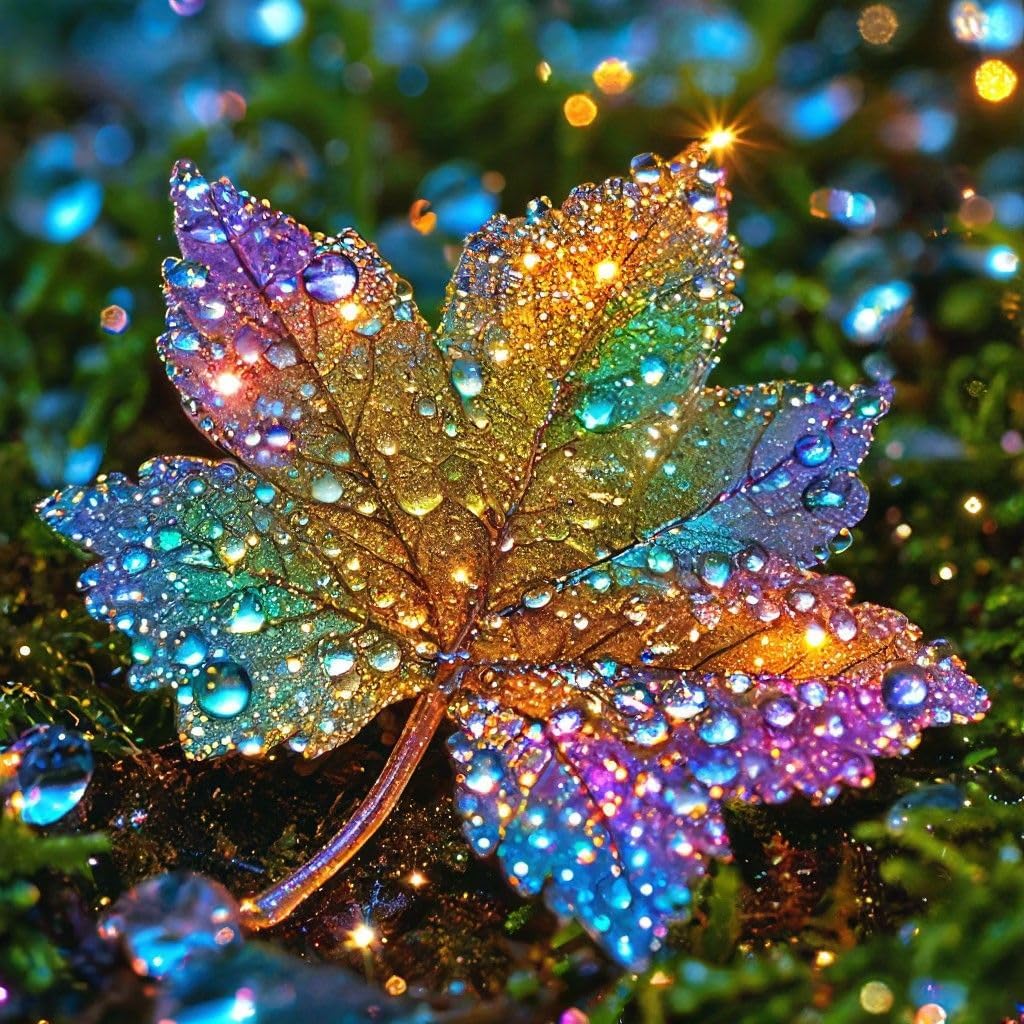 Stalente Diamond Painting Kits for Adults Maple Leaf, 5D DIY Diamond Art Kits for Beginners Round Full Drill Diamond Painting for Home Wall Decoration Gift 12×12inch