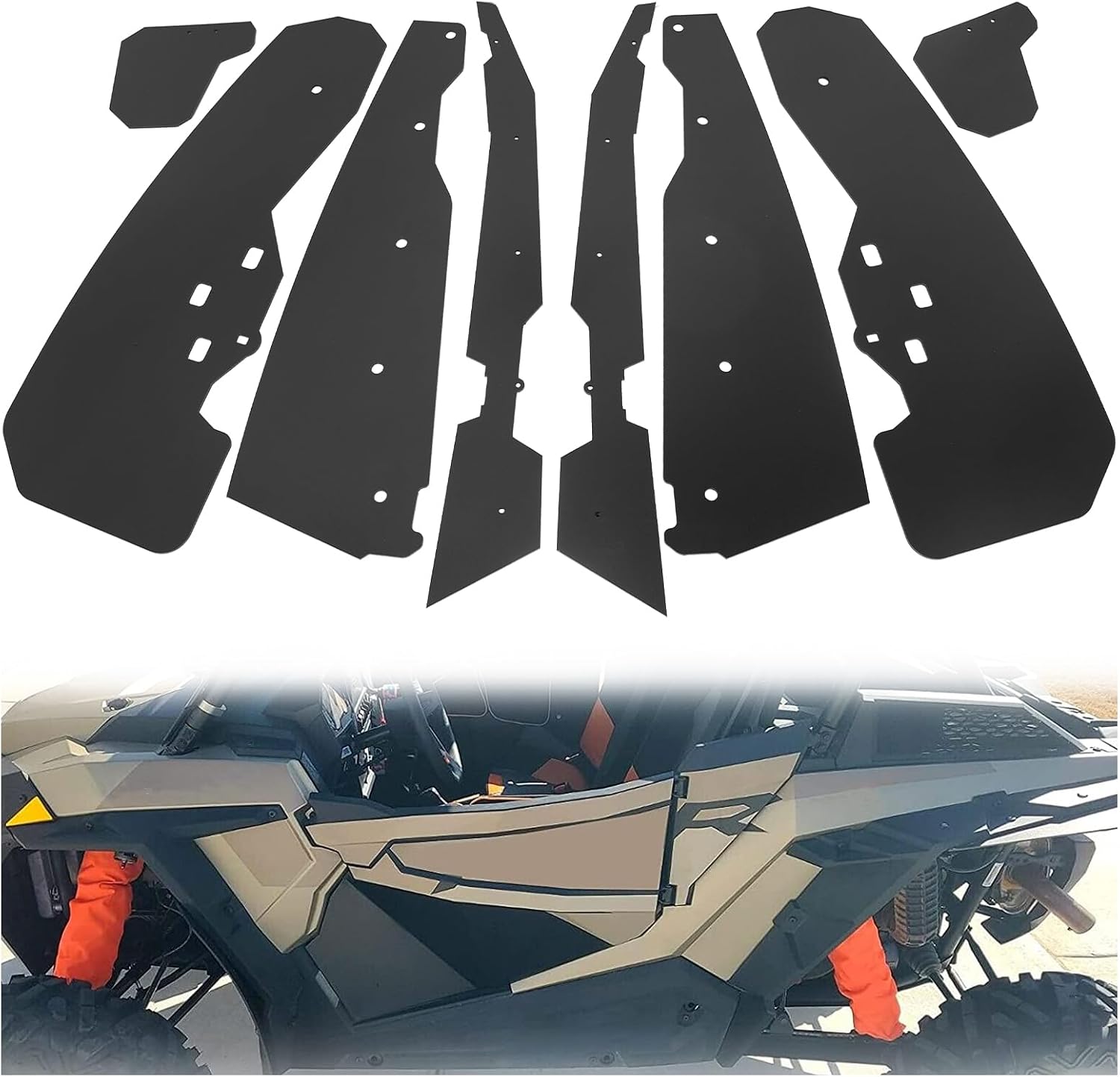 HECASA Set of 8 Mud Flaps Compatible with 2014-2020 Polaris RZR XP 1000, XP4 1000, and Turbo Models Fender Flares Extensions Front and Rear
