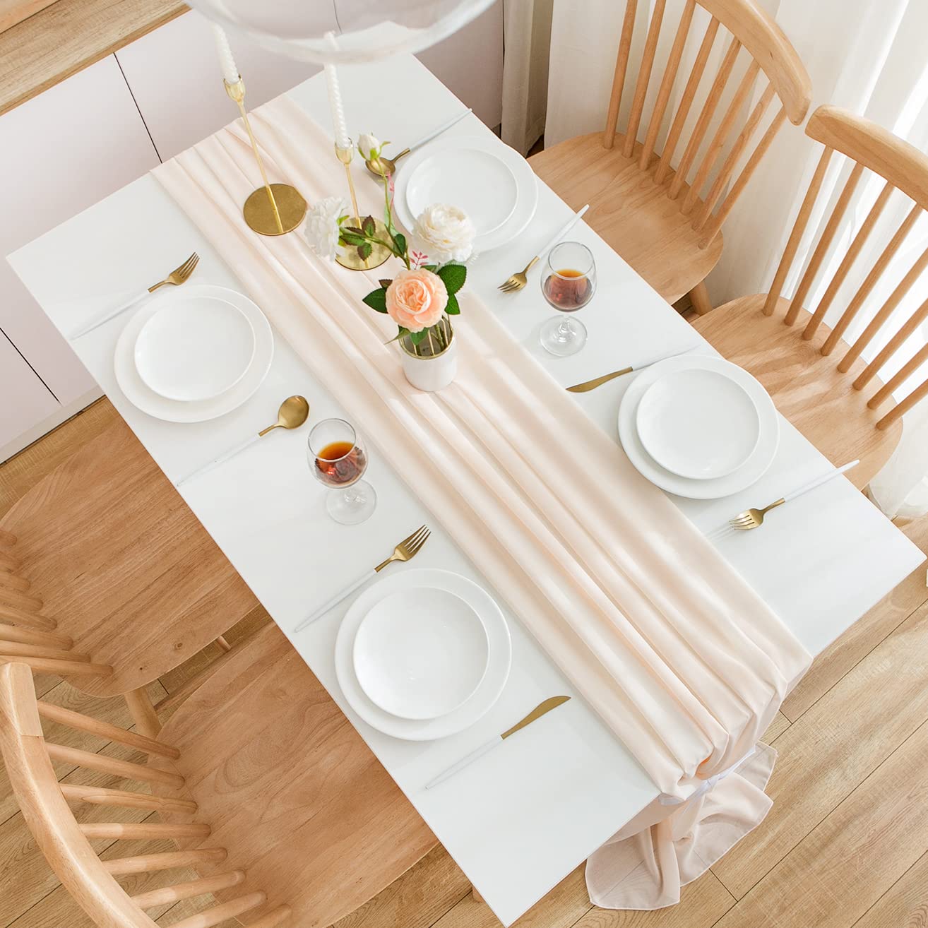 Runner Tavola In Chiffon 300x70 Cm - Per Matrimoni, Compleanni, Feste, Lavabile E Elegante - Foto 7