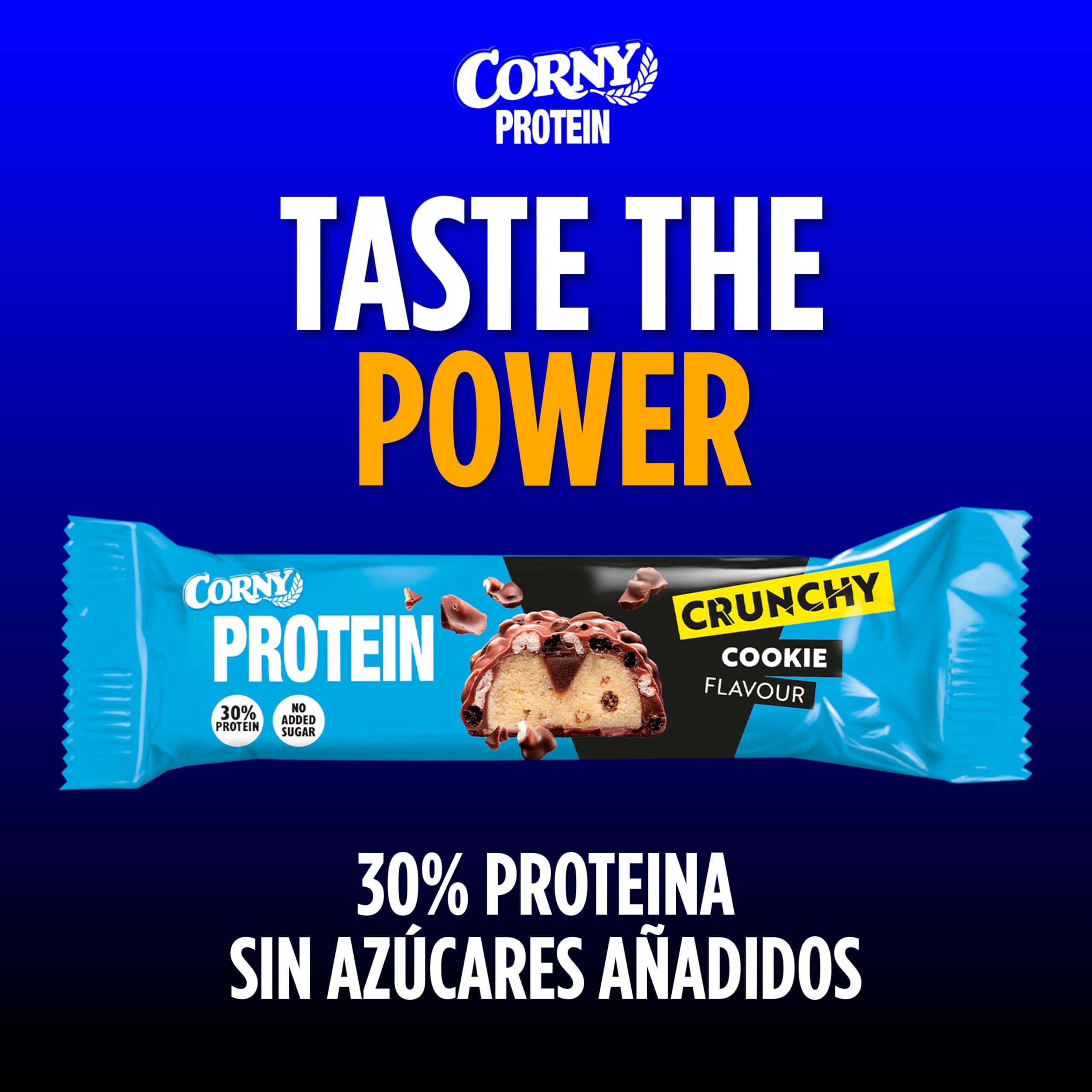 Barritas de Proteínas, Corny Protein,Crunchy Chocolate y Cookies,13,5 gr de Proteínas, 0% Azúcares Añadidos, Ayudan al Desarrollo y Recuperación de la Masa Muscular - Pack 12x45g, Taste the Power