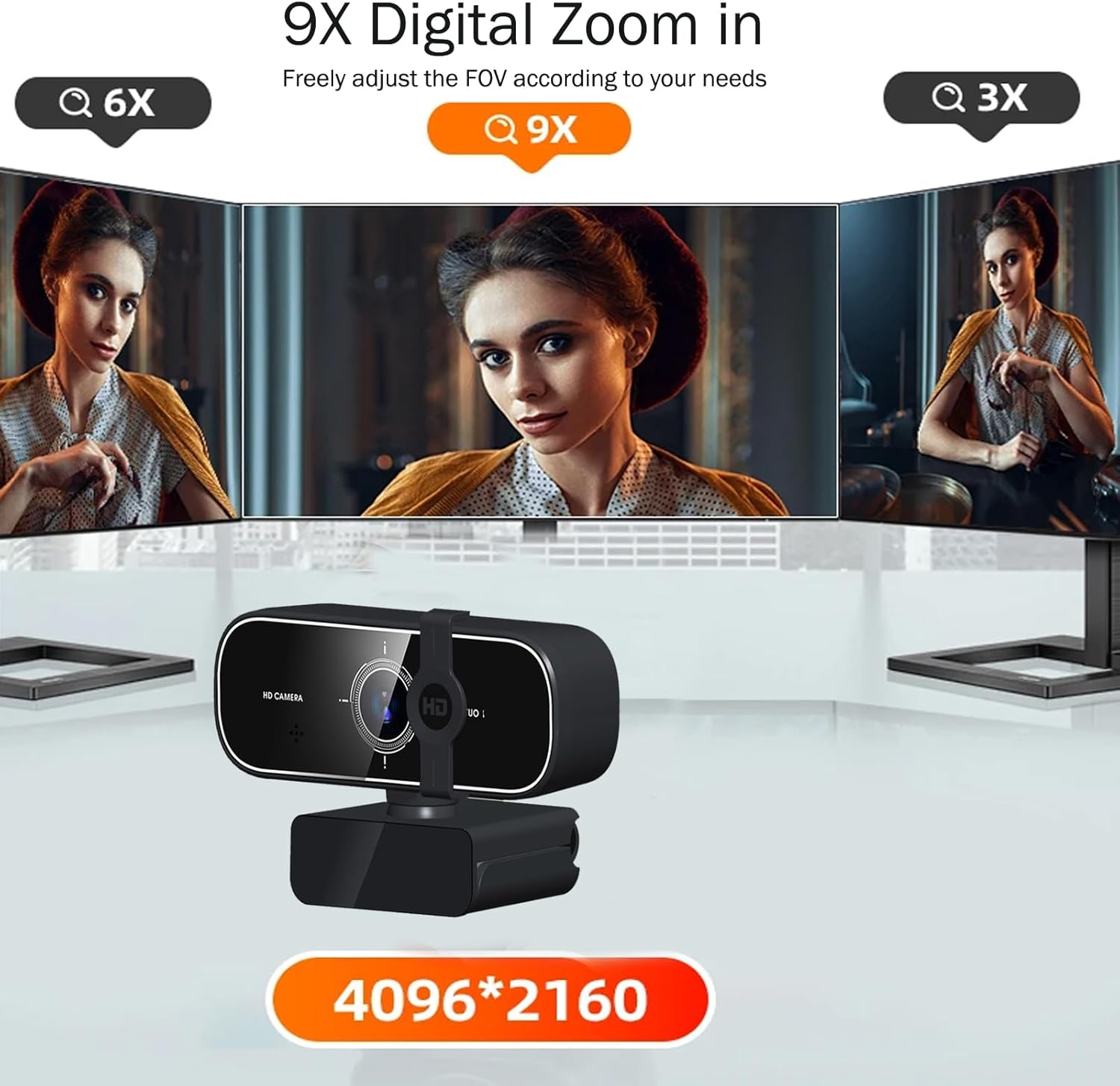 Webcam 4K, Streaming Webcam with Remote, Compatible with Sensor, Noise-Canceling Dual Mics Computer Camera, Auto-Focus, Low Light Correction Ideal for Streaming, OBS, PC,Laptop,Desktop